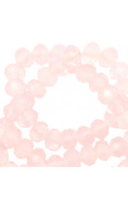 Faceted glass beads 3x2mm disc Crystal coral pink-pearl shine coating
